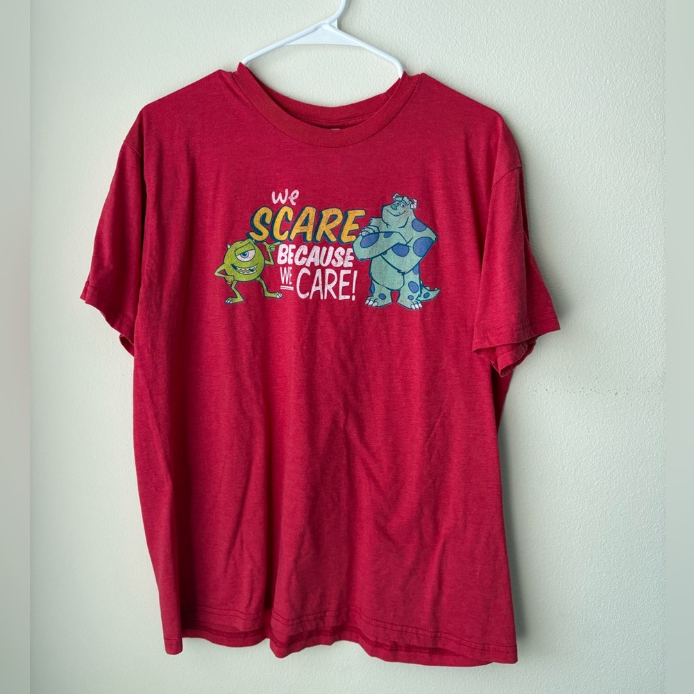 Disney Pixar Red Graphic T-Shirt with Monsters Inc. Design Large